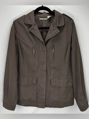 Women's Military Style Utility Jacket - Brown/Gray/Green